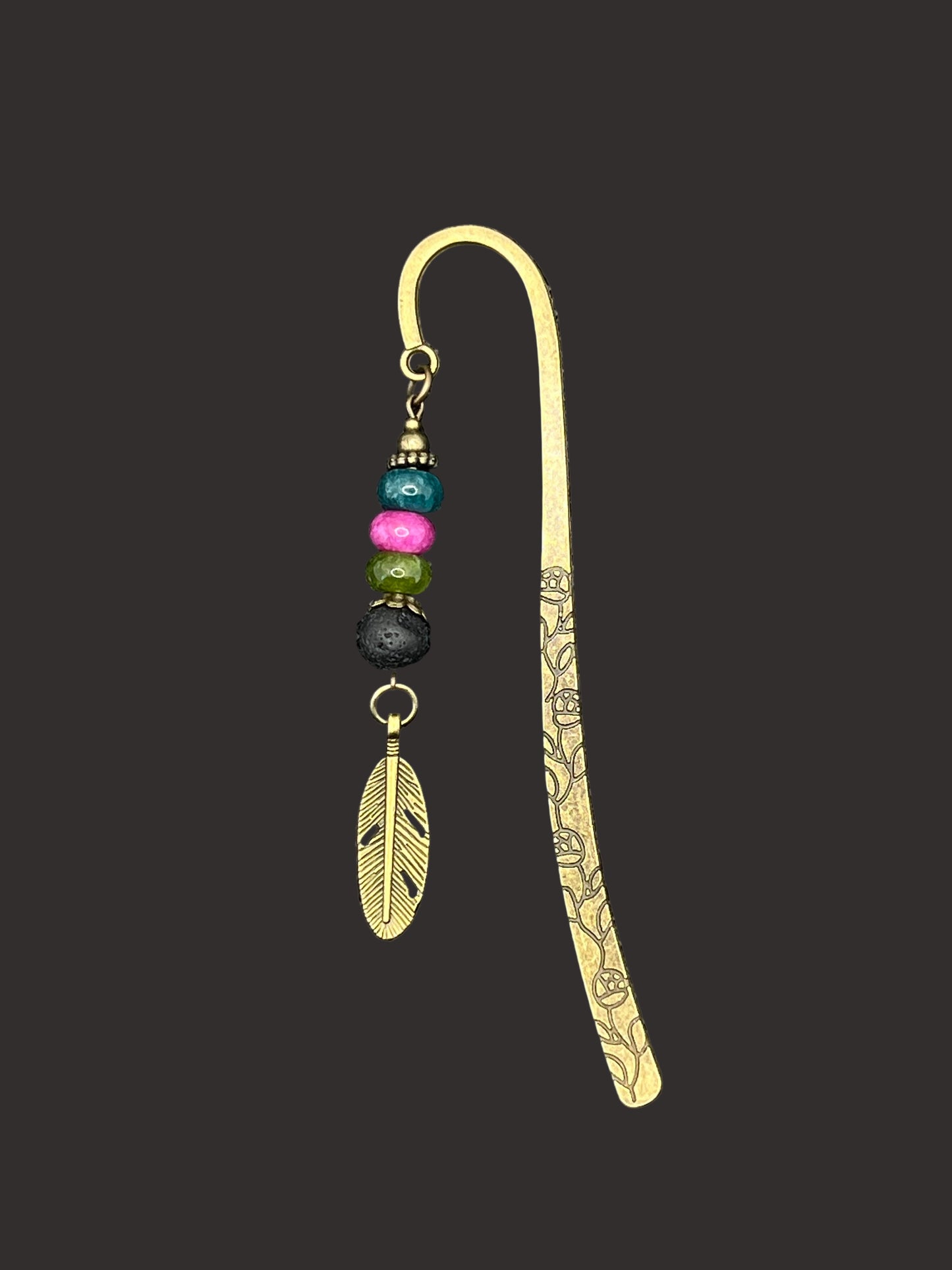 Bronze Multi-Colored Feather Bookmark
