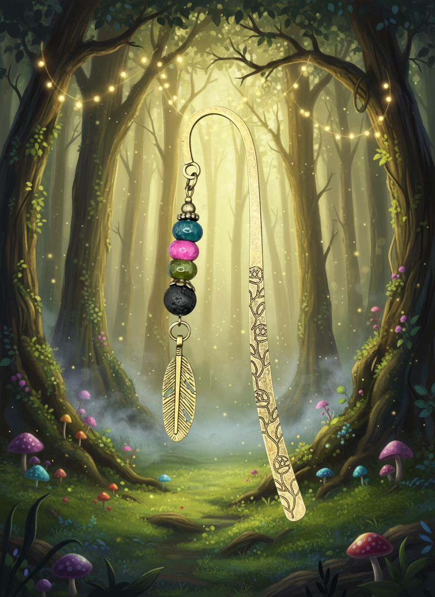 Bronze Multi-Colored Feather Bookmark