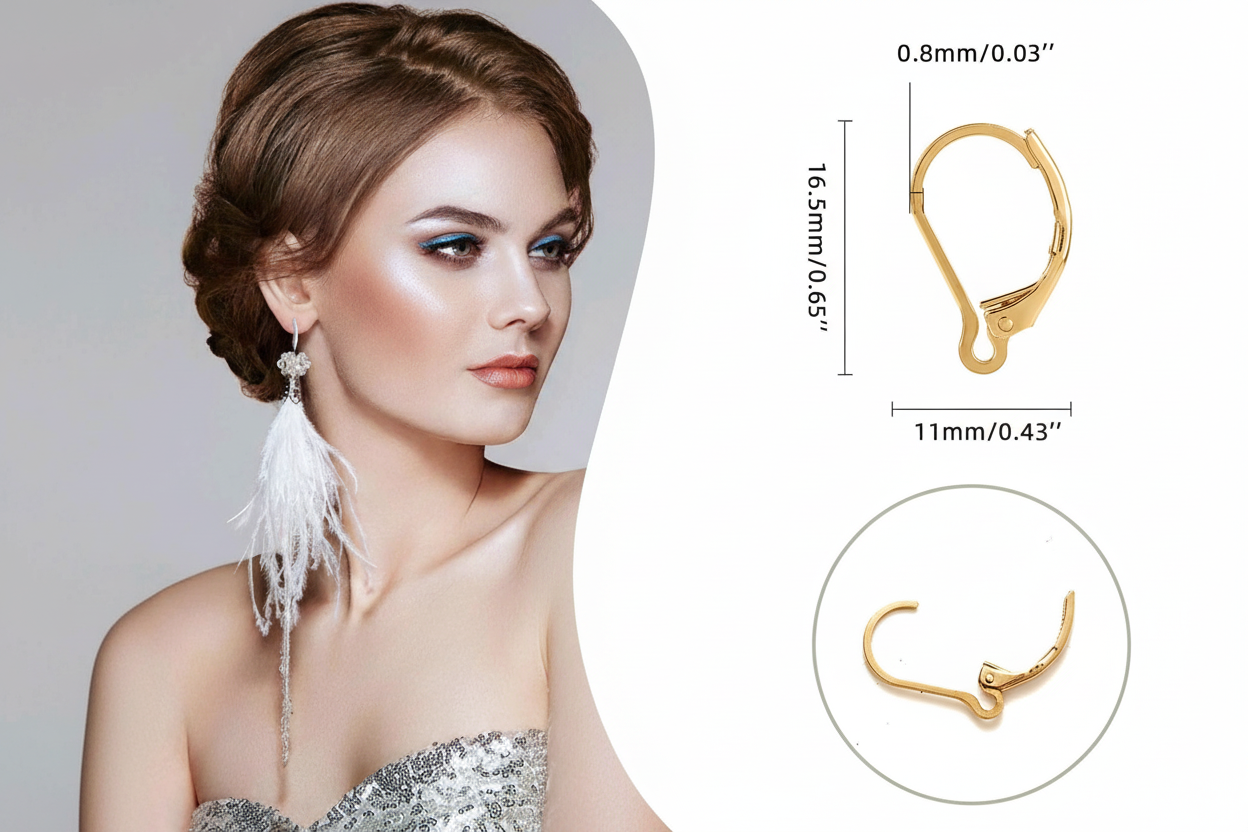 Polar Bear Wood Charm Gold Earrings