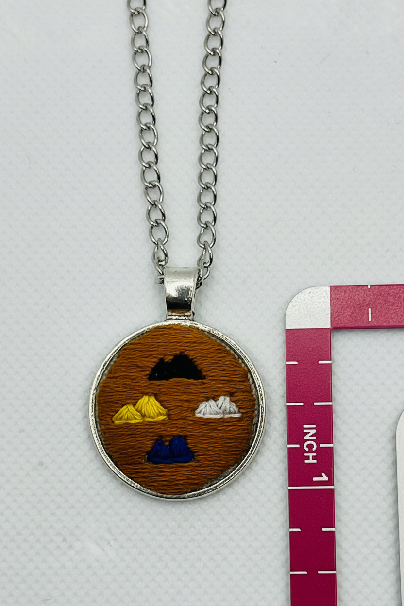 Embroidered Navajo 4 Sacred Mountains Pendant