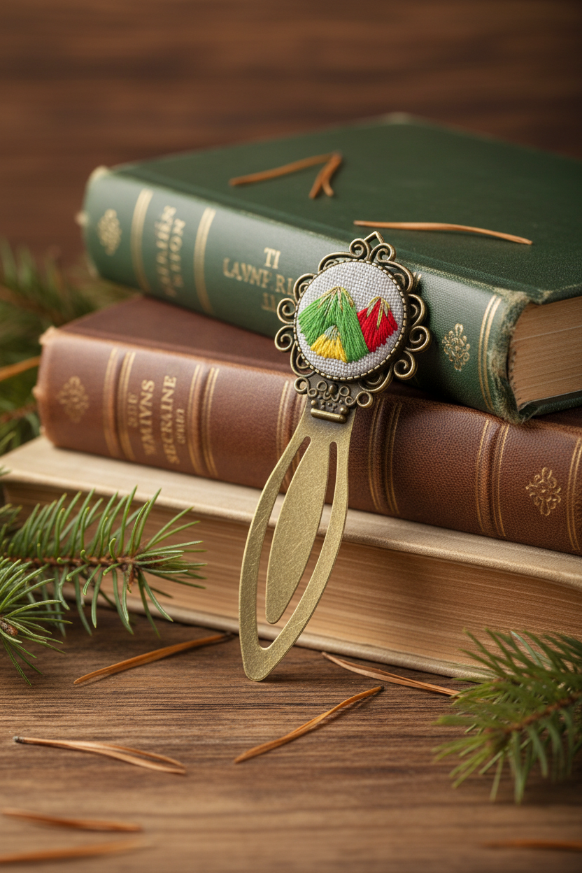 Mountain Landscape Embroidered Bookmark