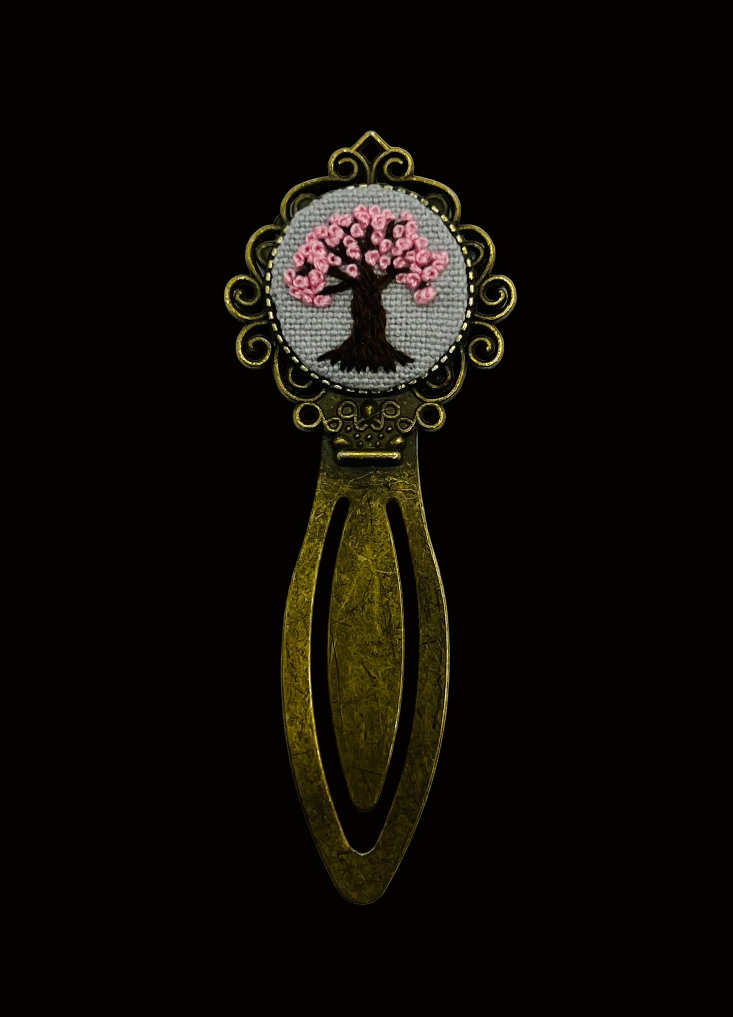 Cherry Blossom Embroidered Bookmark