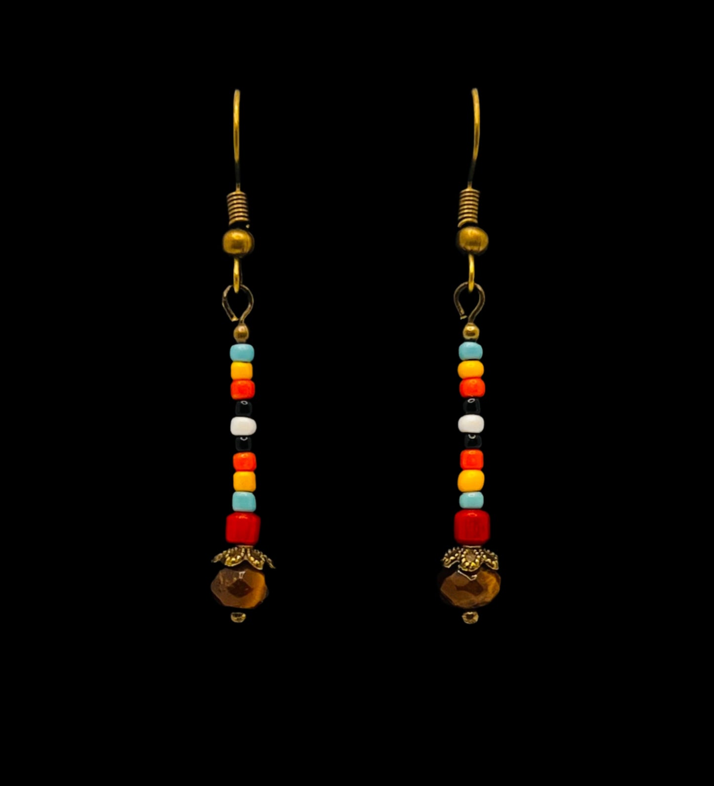Tiger Eye Multicolored Earrings (Bronze)