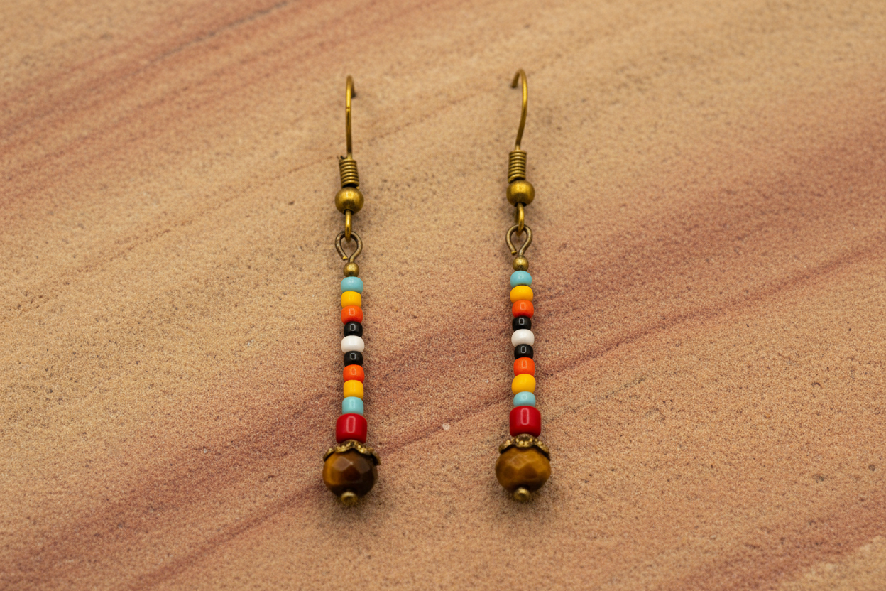 Tiger Eye Multicolored Earrings (Bronze)