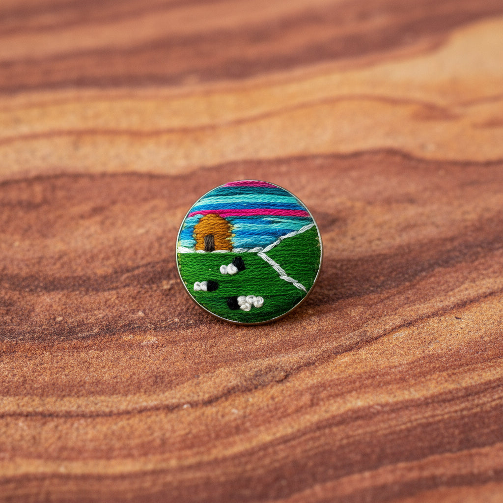 Embroidered Navajo Landscape Pin
