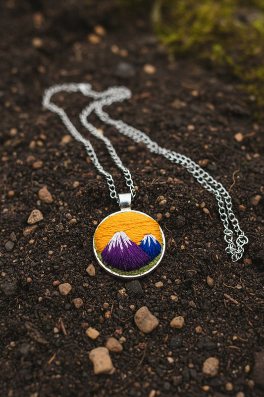 Embroidered Mountain Pendant