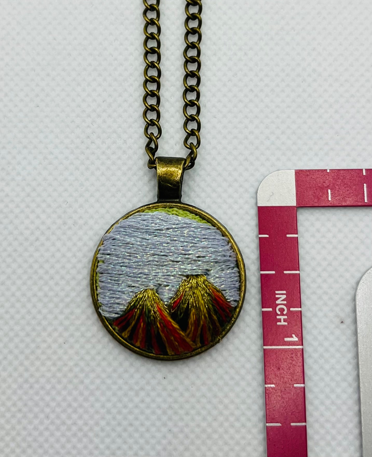Embroidered Mountain Pendant
