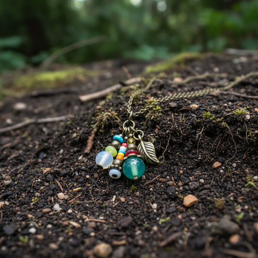 Multicolored Gem Cluster Necklace