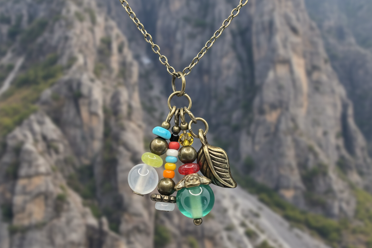 Multicolored Stone Cluster Necklace