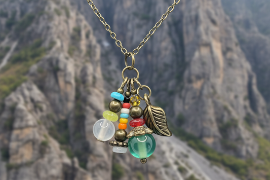 Multicolored Stone Cluster Necklace