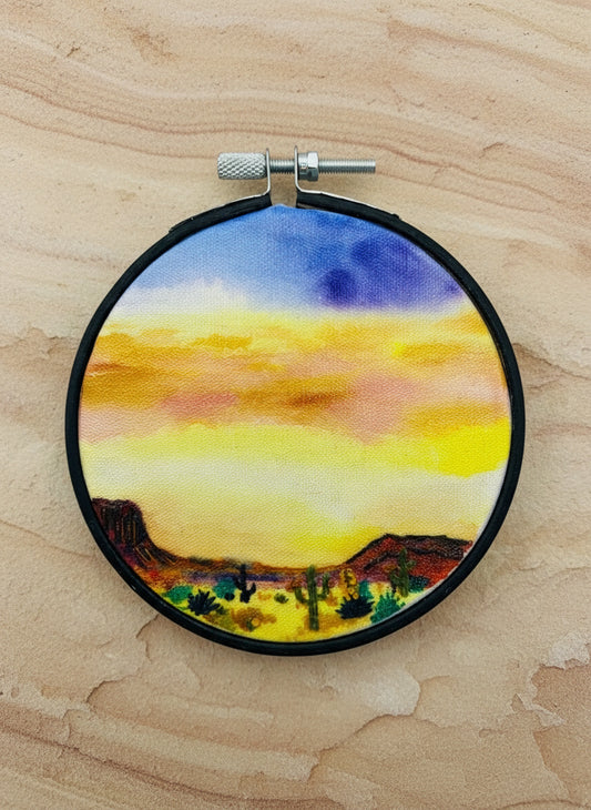 Southwest Landscape Watercolor Embroidery