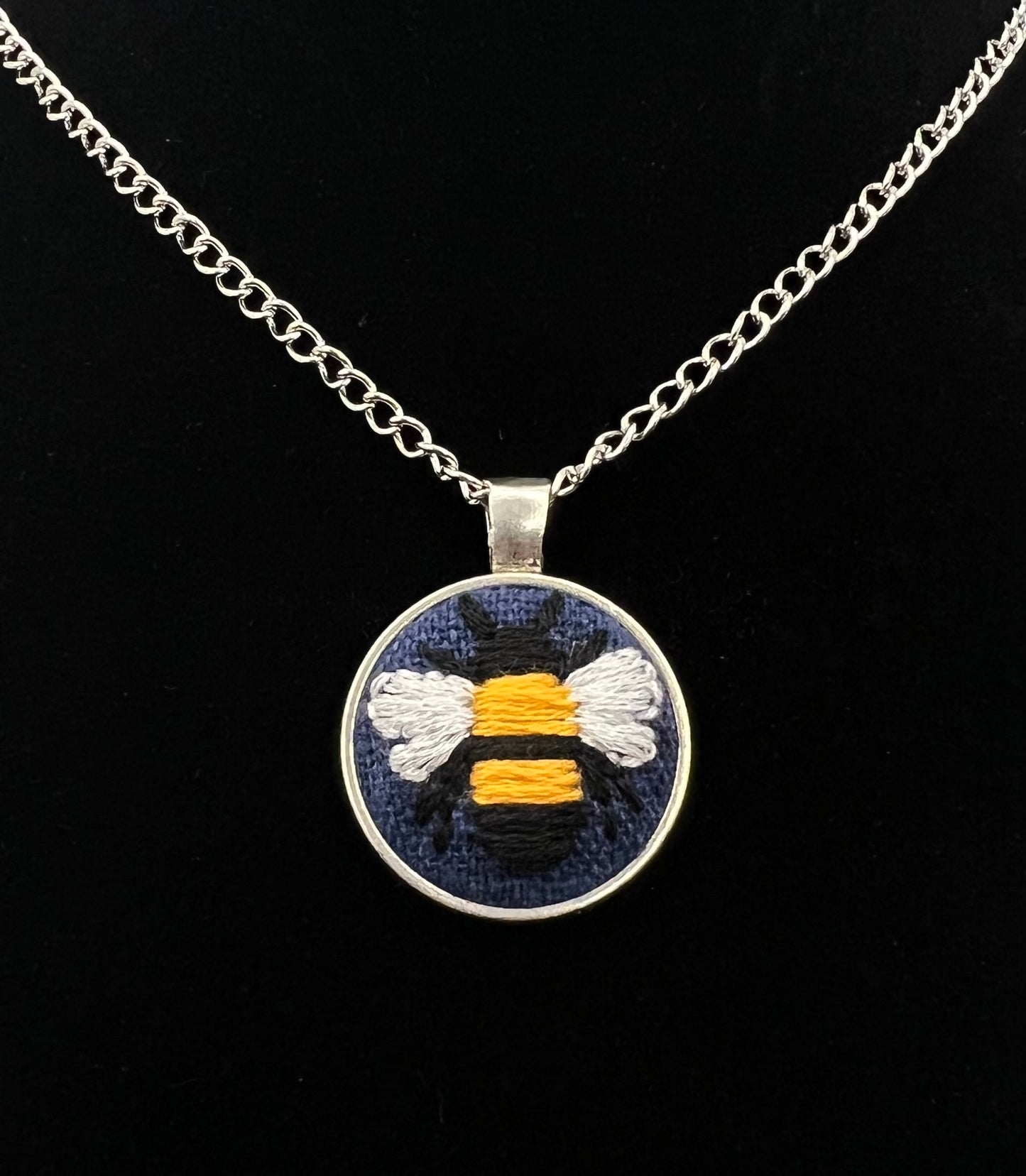 Bee Embroidered Pendant