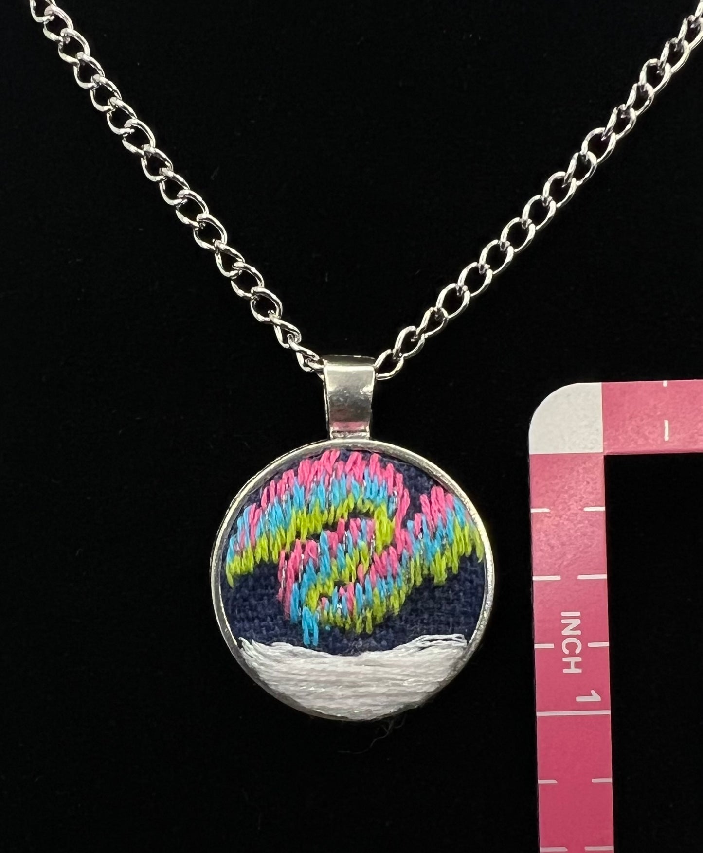 Aurora Borealis Embroidered Pendant