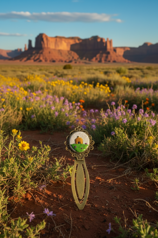 Navajo Hogan Landscape Embroidered Bookmark