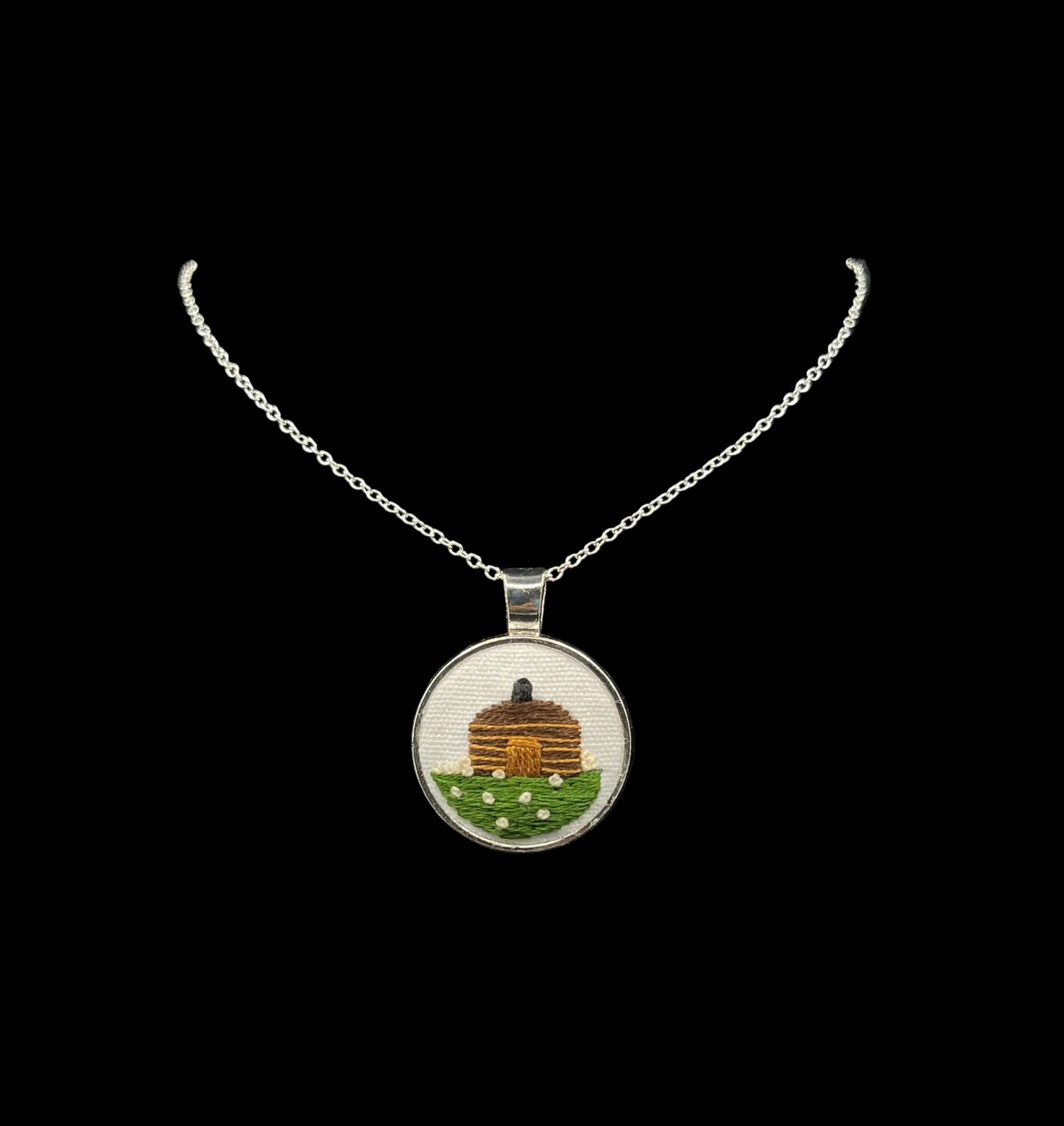 Navajo Hogan White Flower Pendant