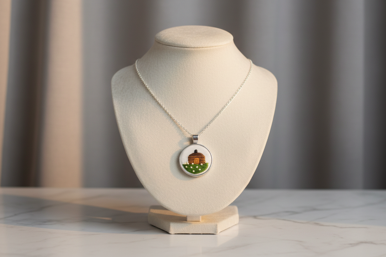 Navajo Hogan White Flower Pendant