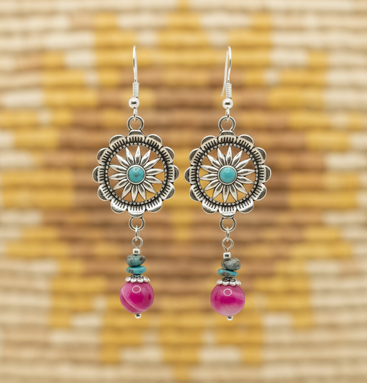 Pink Flower Blossom Earrings