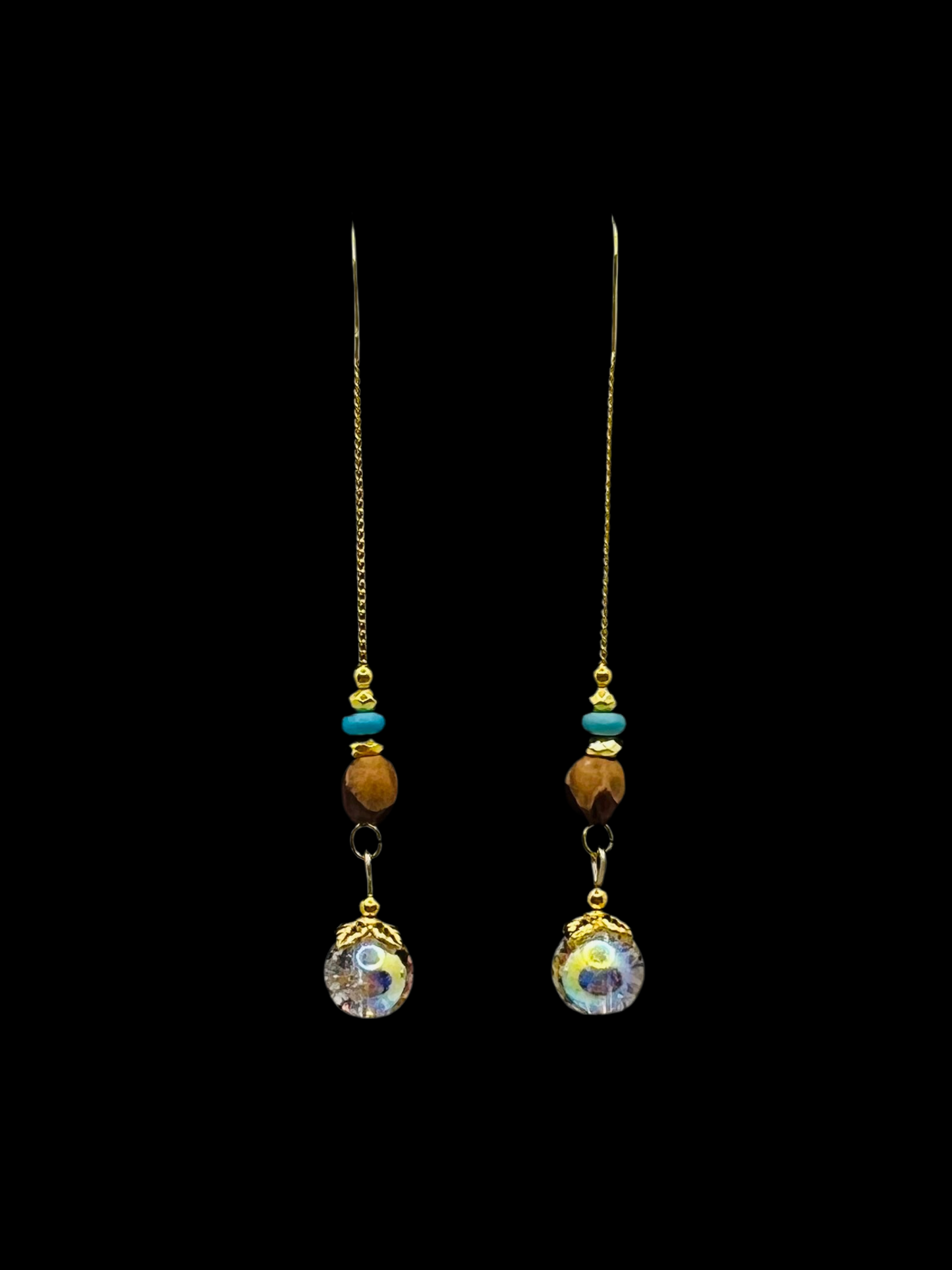 Translucent Pearl Glass, Turquoise & Juniper Ghost Beads