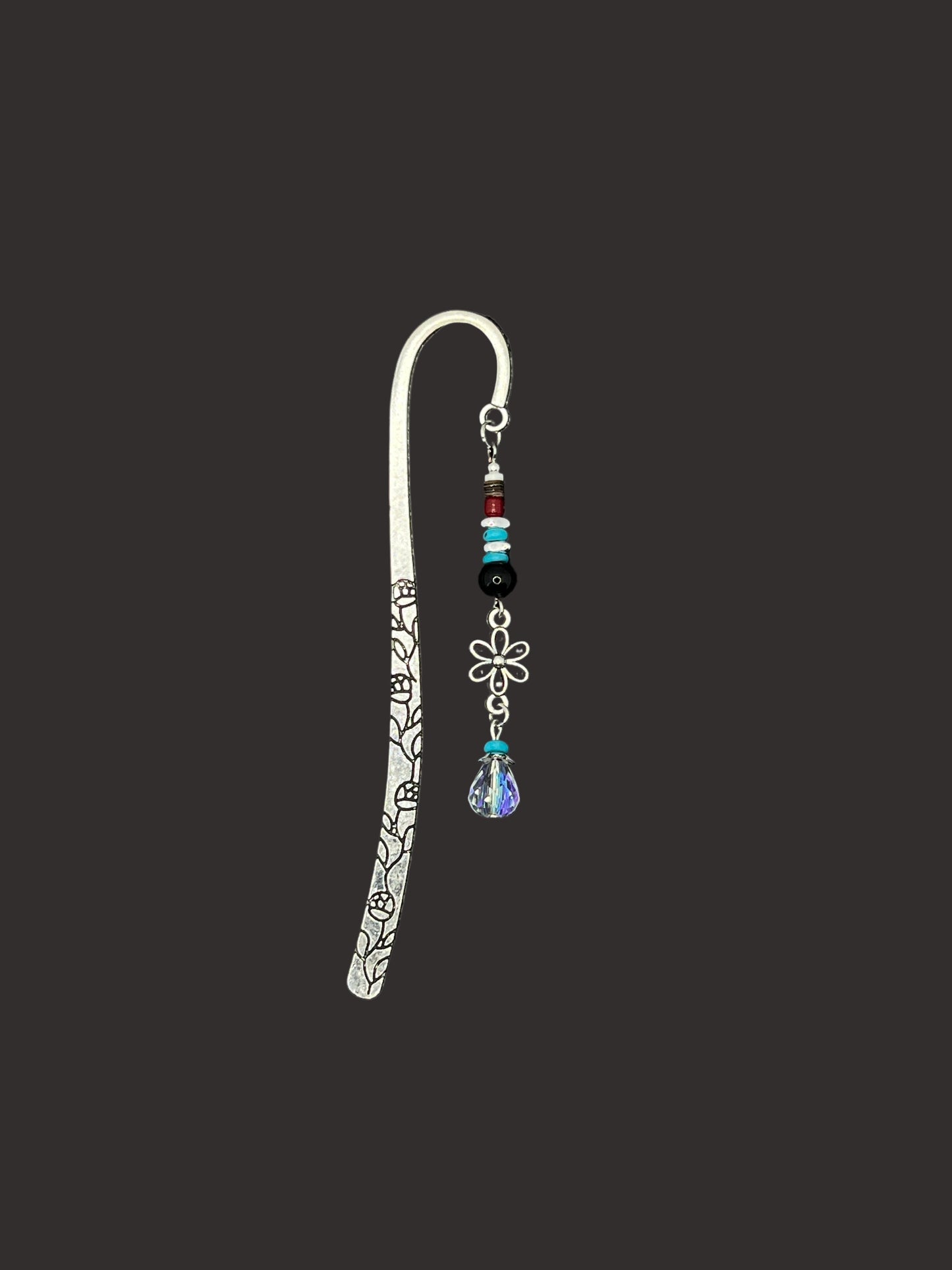 Silver Crystal Flower Bookmark