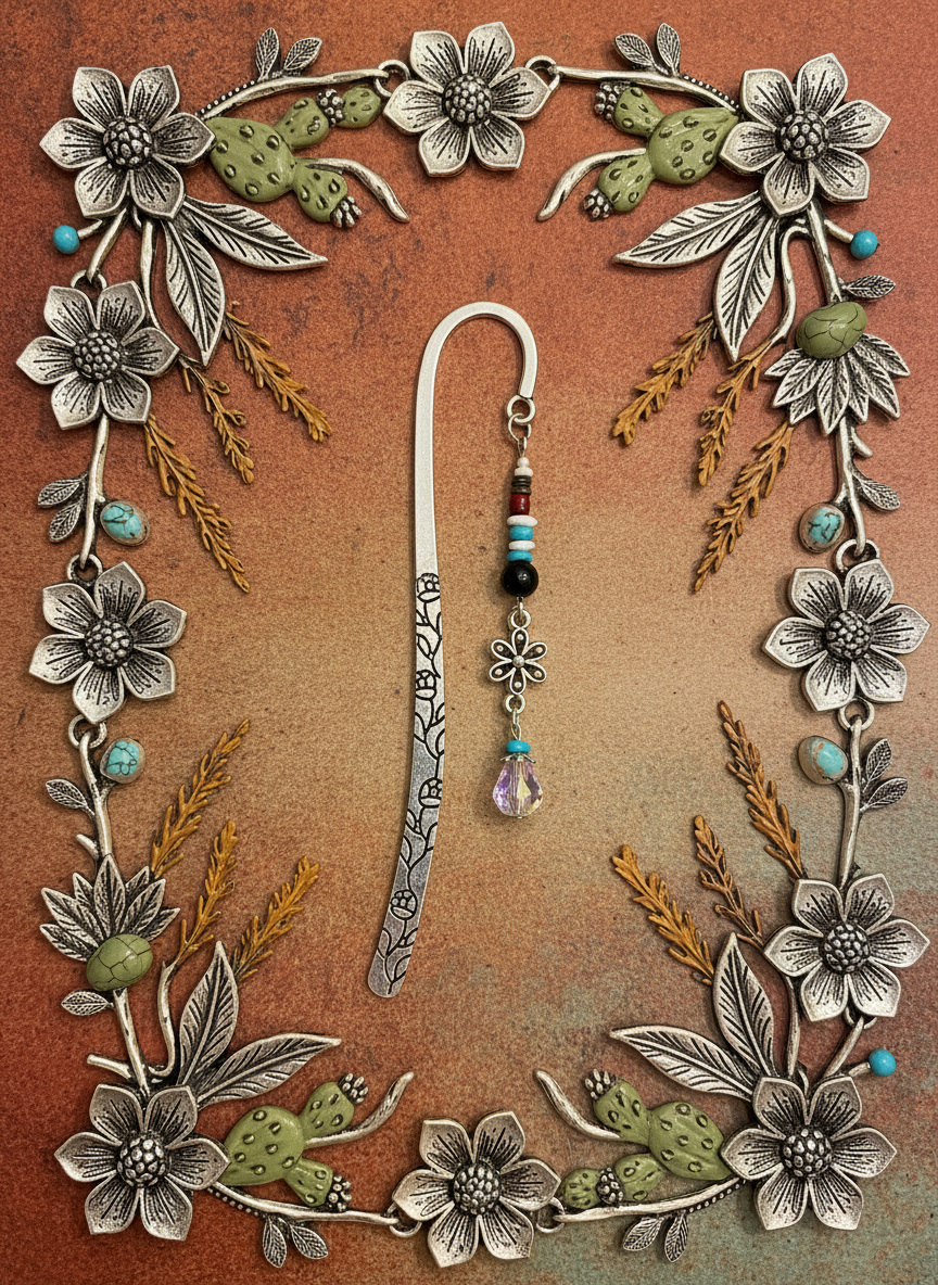 Silver Crystal Flower Bookmark