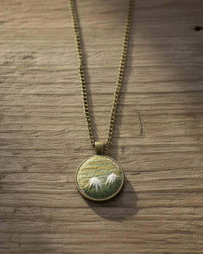 Embroidered Bronze Pendant