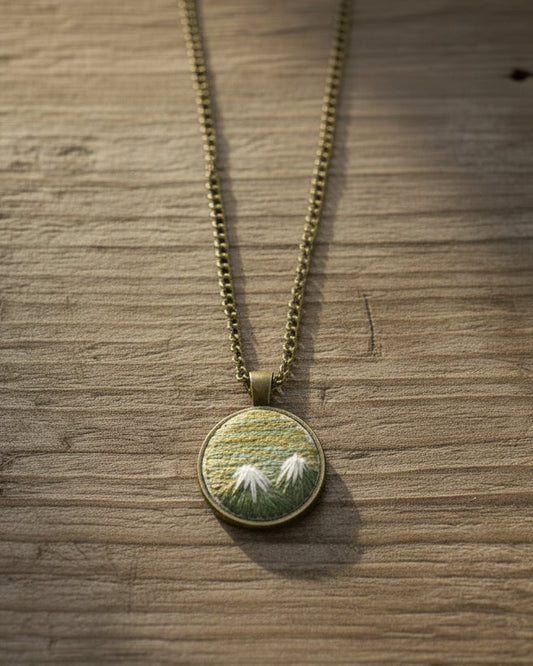 Embroidered Bronze Pendant