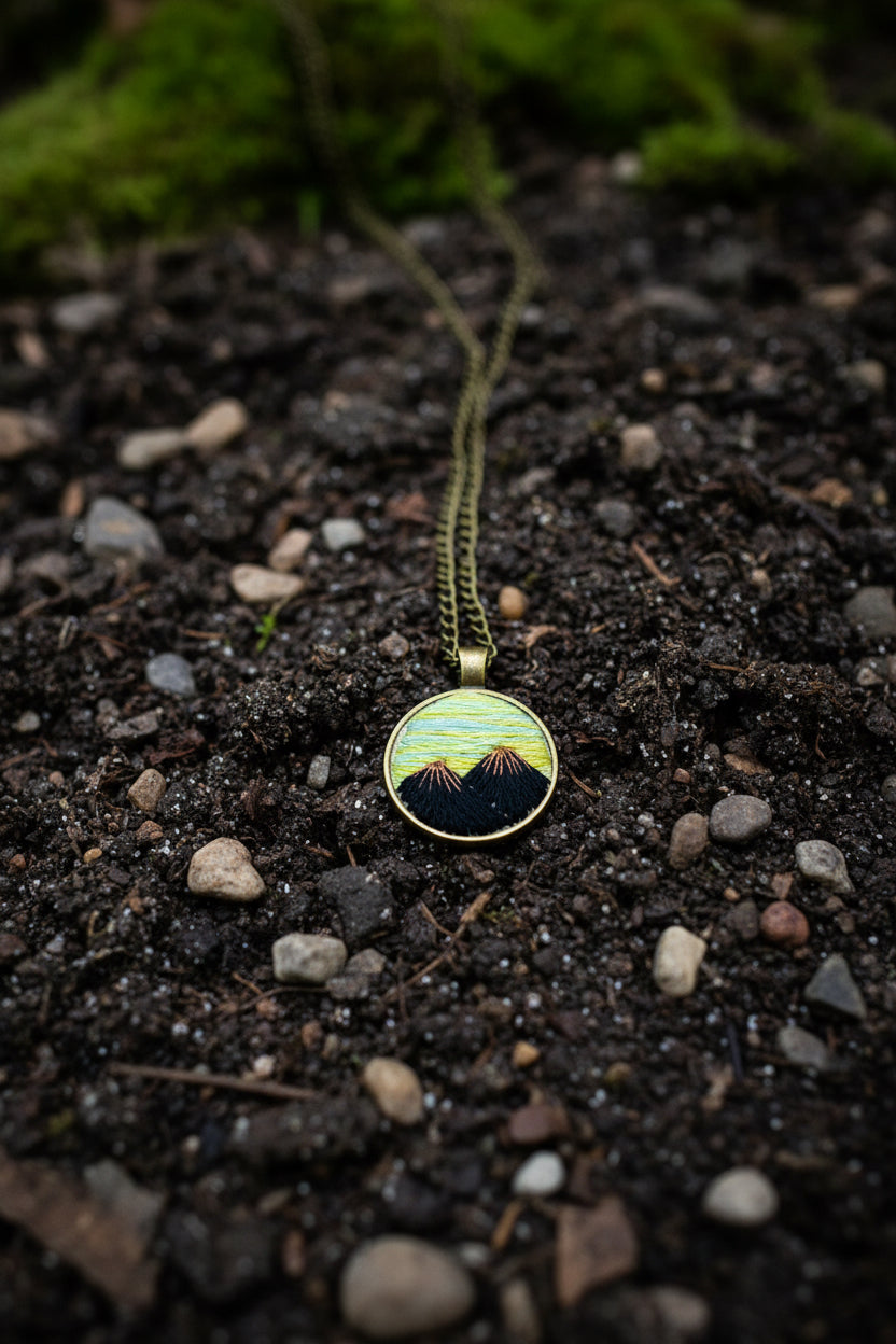 Embroidered Mountain Pendant