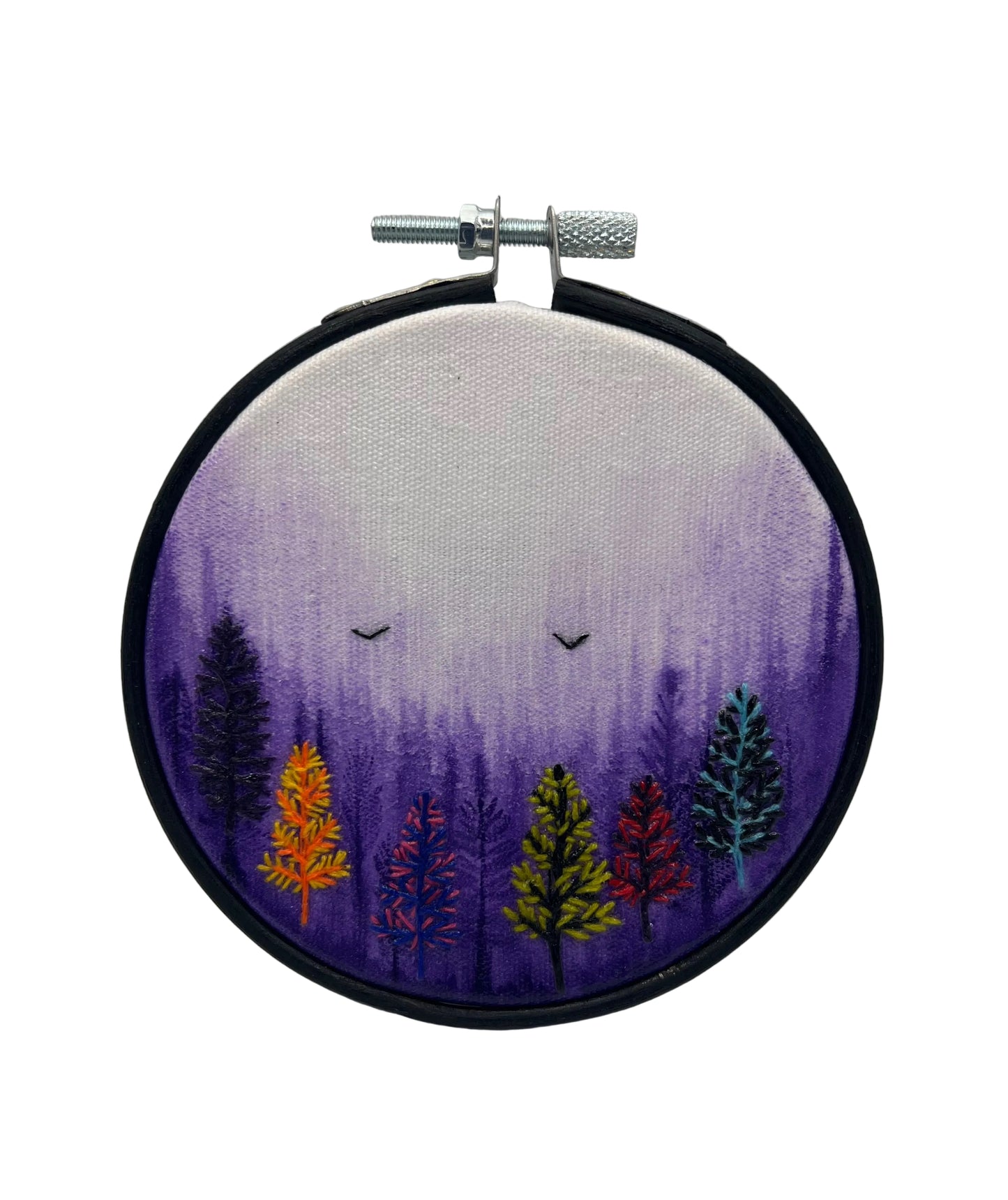 Purple Forest Multicolored Watercolor Embroidery