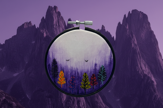 Purple Forest Multicolored Watercolor Embroidery