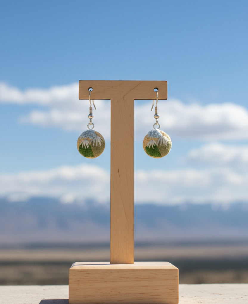Embroidered Mountain Landscape Earrings