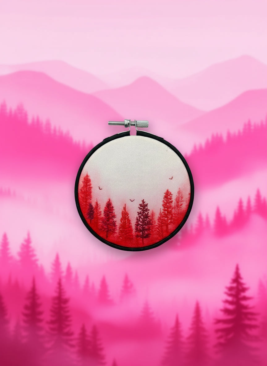 Hot Pink Forest Watercolor Embroidery