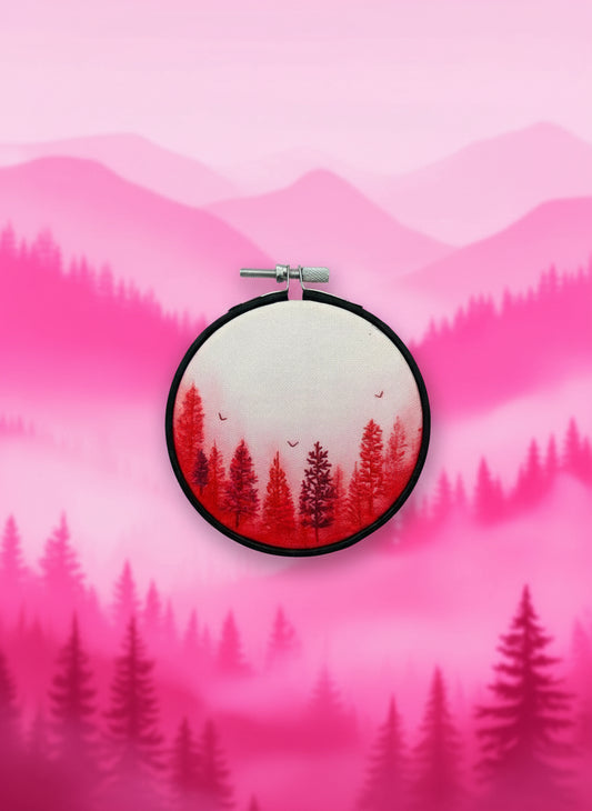Hot Pink Forest Watercolor Embroidery