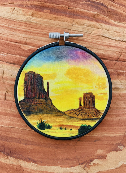 Monument Valley Watercolor Embroidery