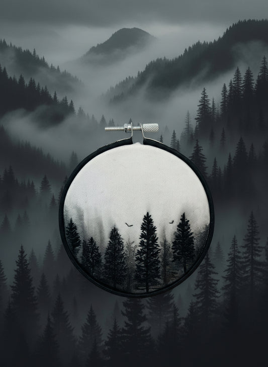 Dark Forest Watercolor Embroidery