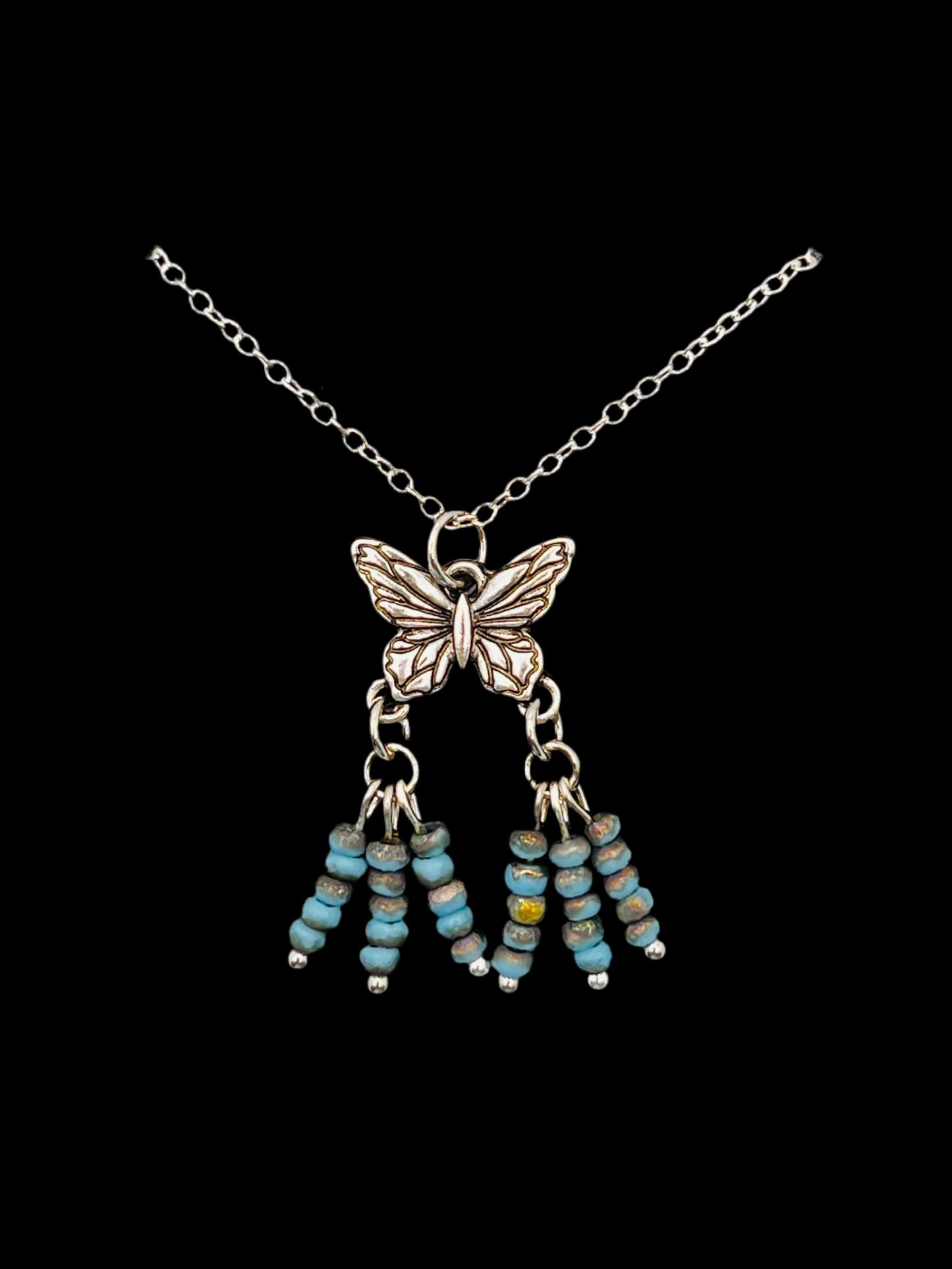 Turquoise Butterfly Cluster Necklace