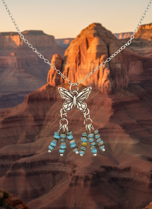 Turquoise Butterfly Cluster Necklace