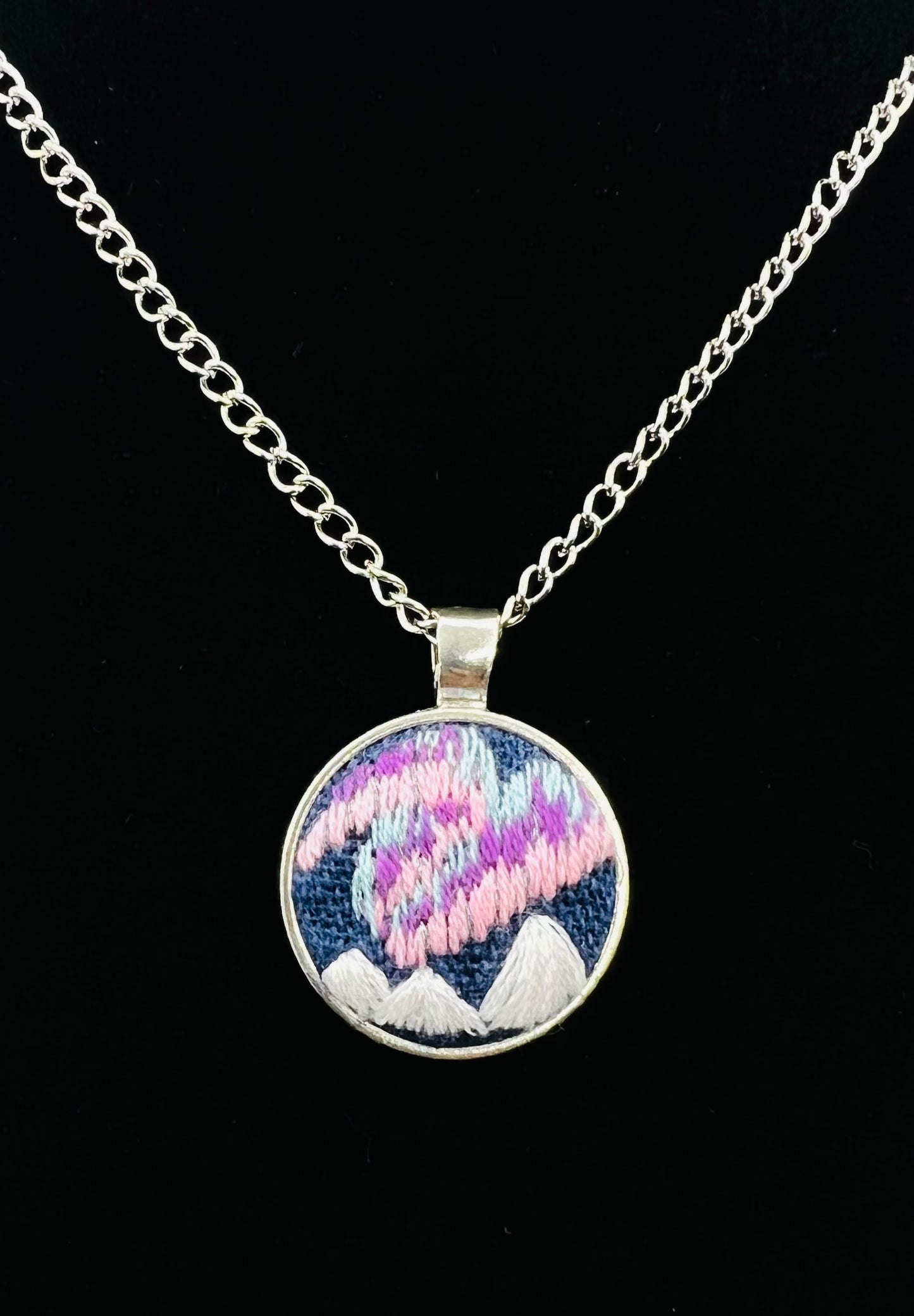 Purple Aurora Borealis Embroidered Pendant