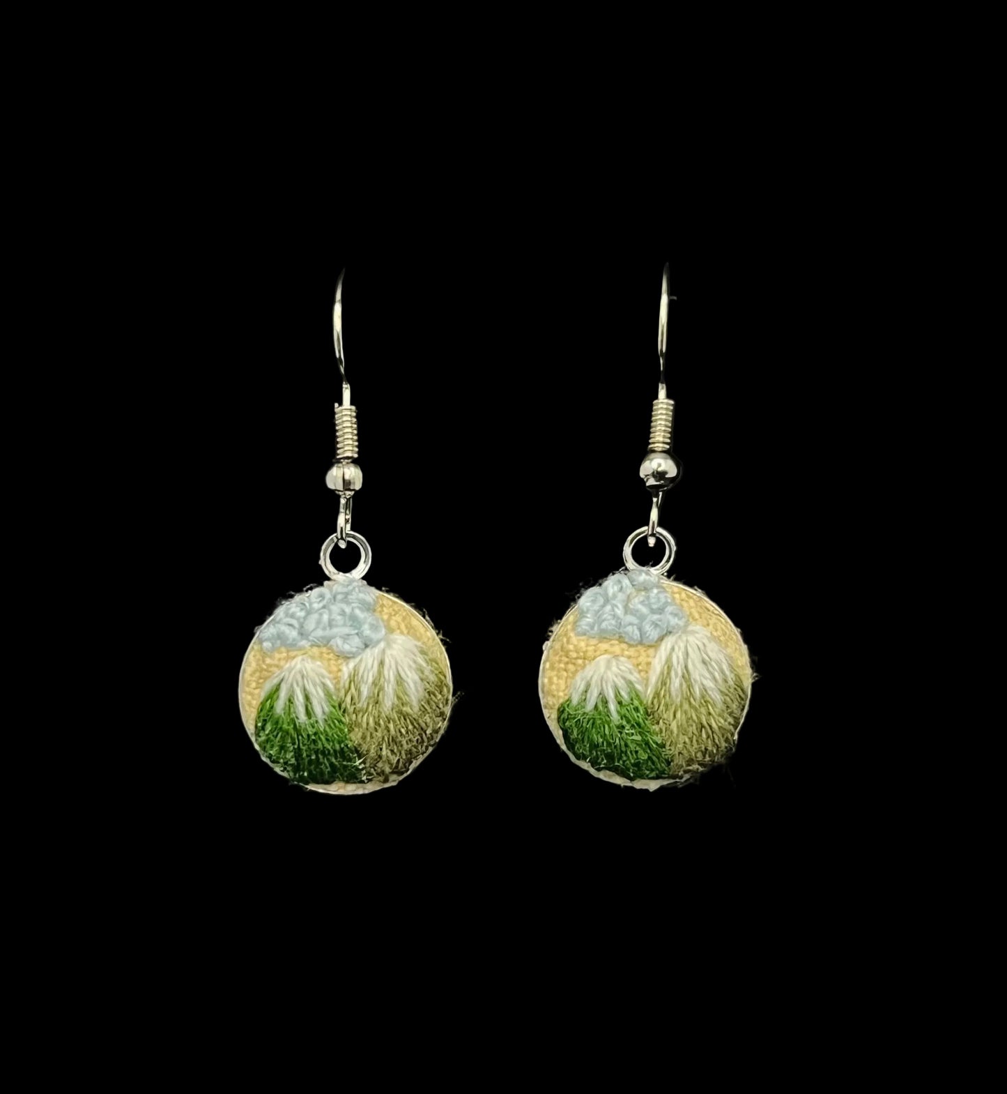 Embroidered Mountain Landscape Earrings