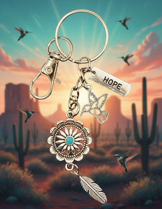 Southwest Hummingbird Key Chain w/ Lobster Clasp