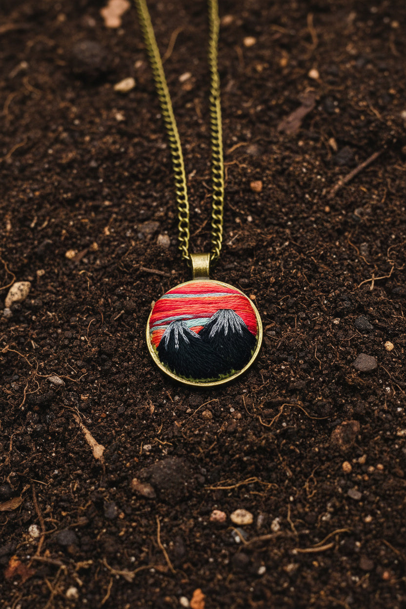 Embroidered Mountain Pendant