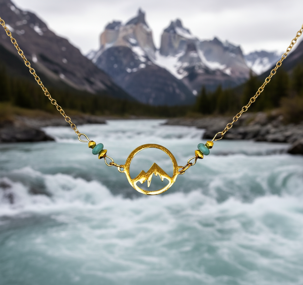 Gold Turquoise Mountain Necklace