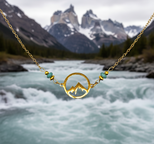 Gold Turquoise Mountain Necklace
