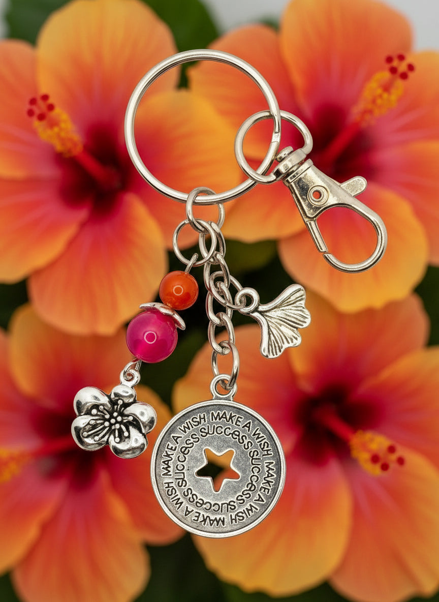 Hawaiian Hibiscus Key Chain w/ Lobster Clasp 🌺