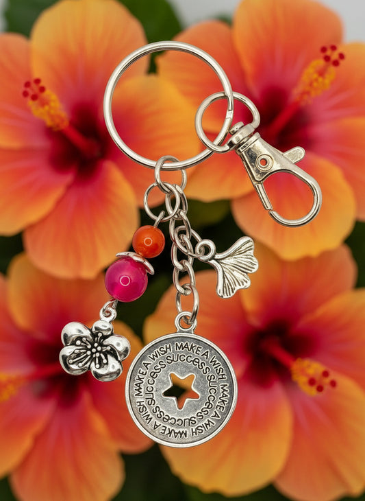 Hawaiian Hibiscus Key Chain w/ Lobster Clasp 🌺