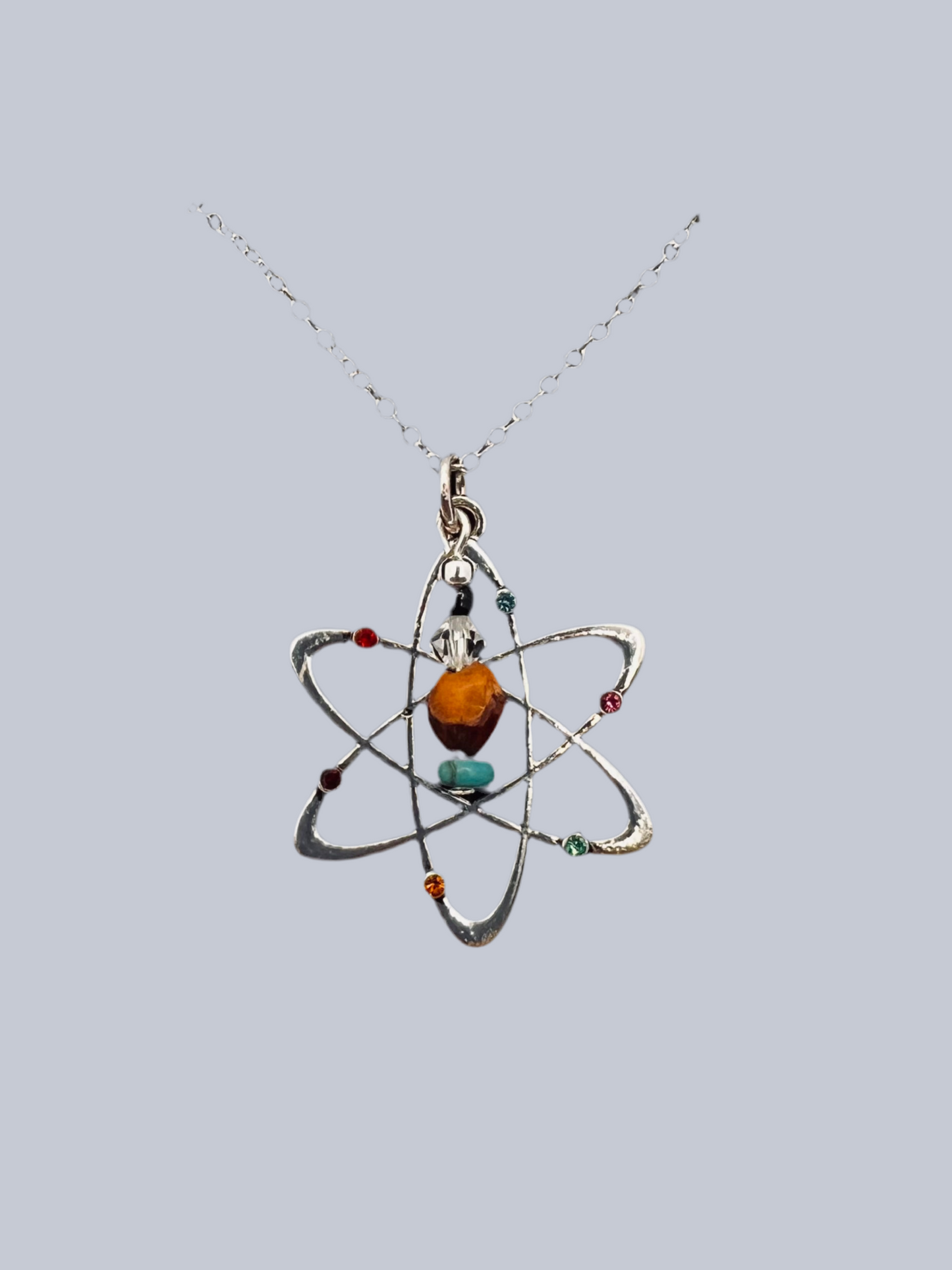 Turquoise, Juniper Ghost Bead & Atom Pendant Necklace