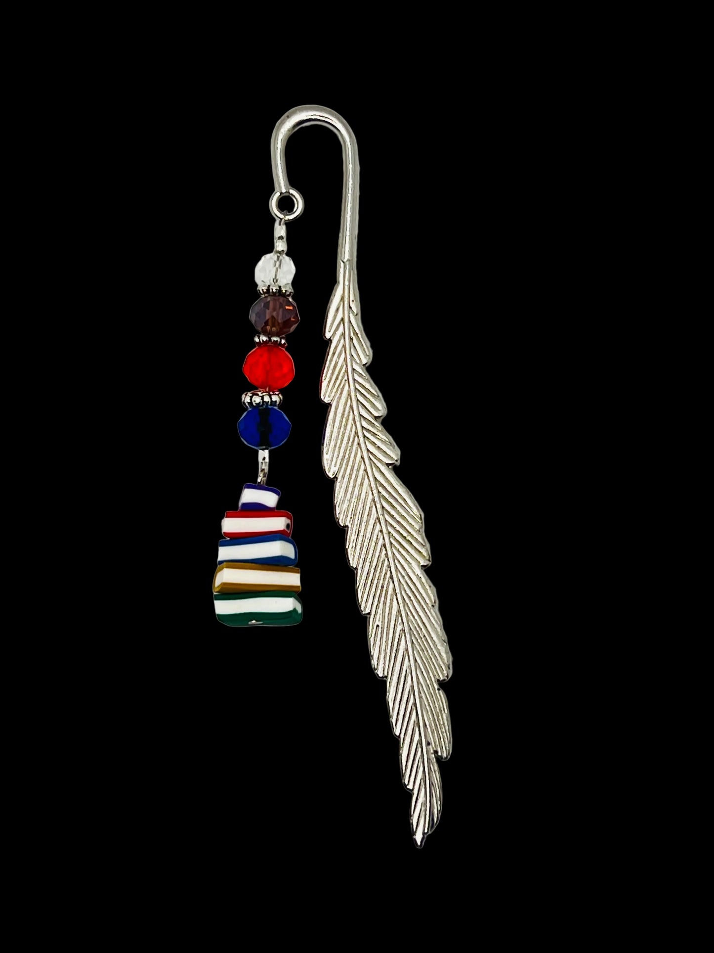 Colorful Book-stack Silver Bookmark