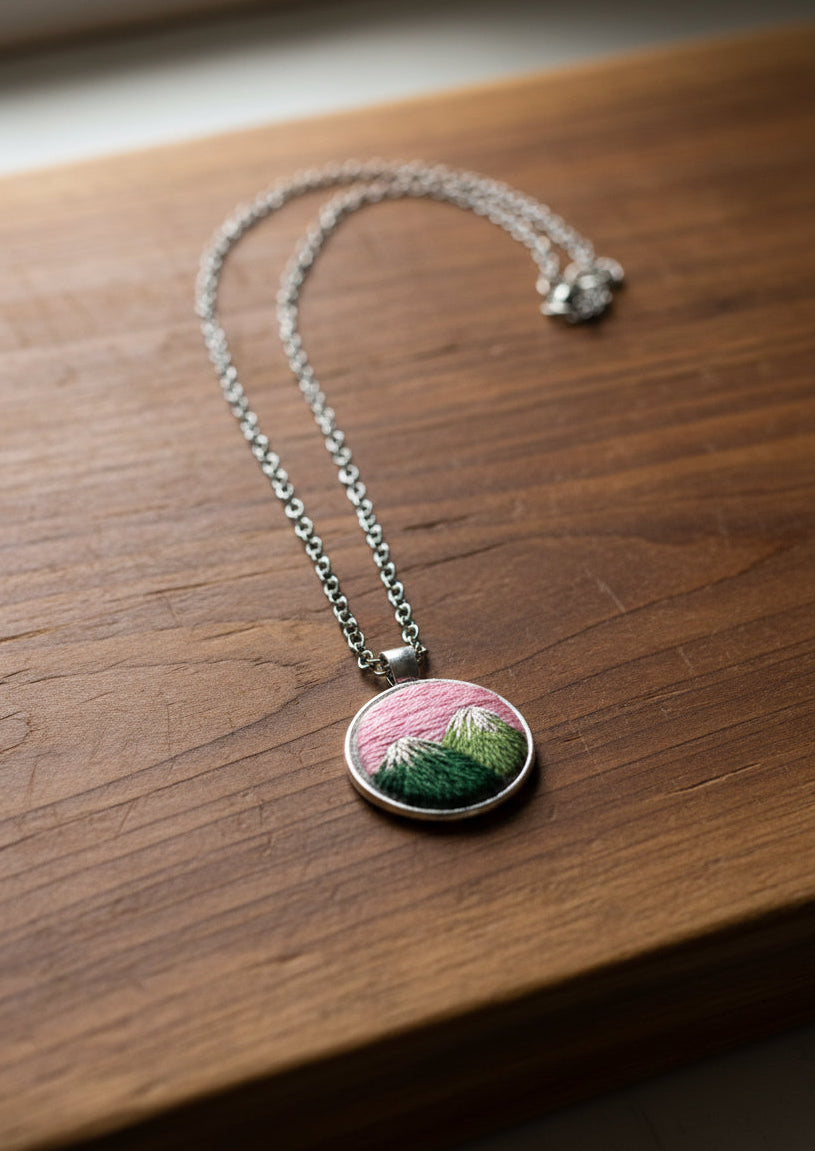 Embroidered Mountain Pendant
