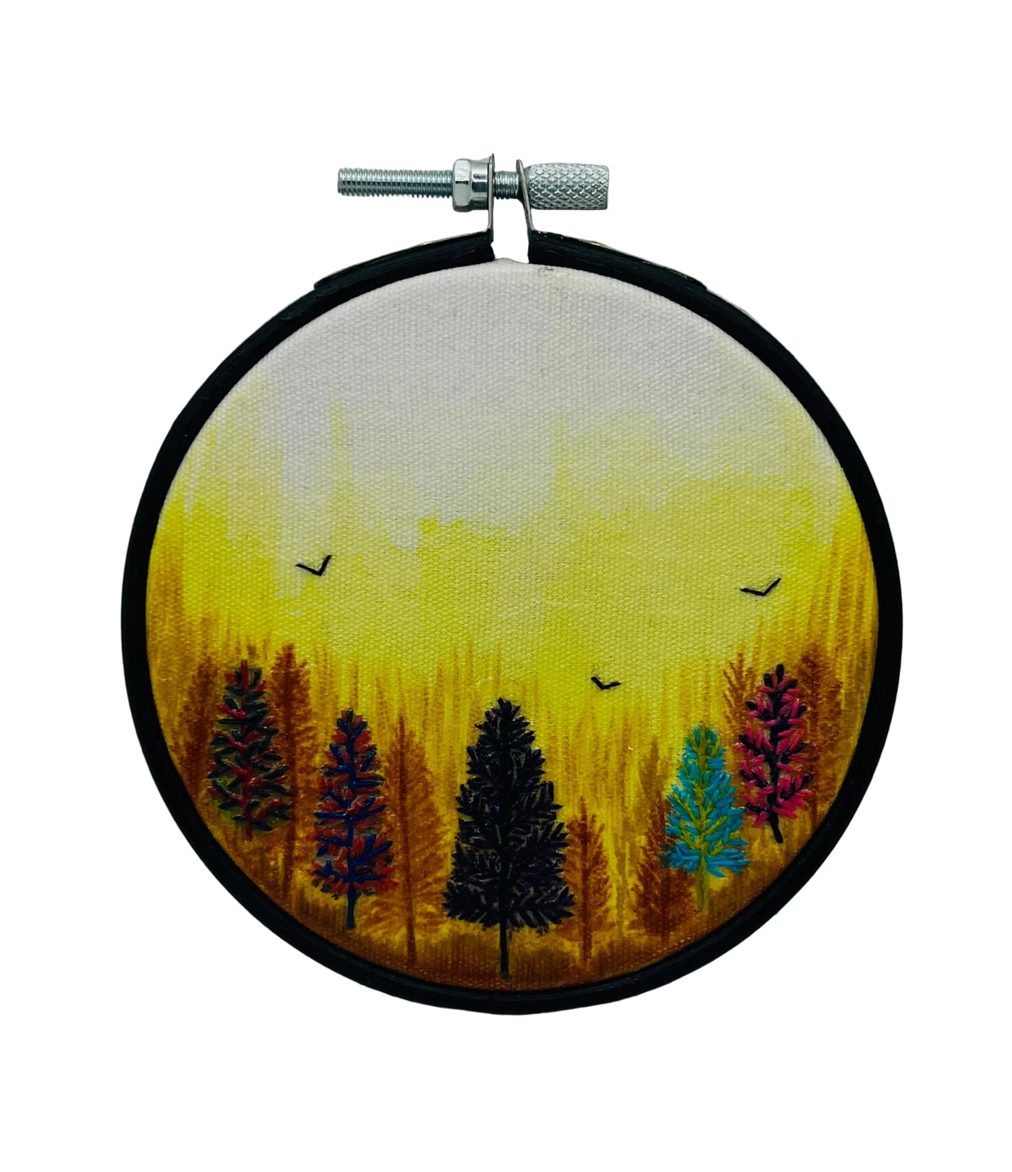 Yellow Forest Multicolored Watercolor Embroidery