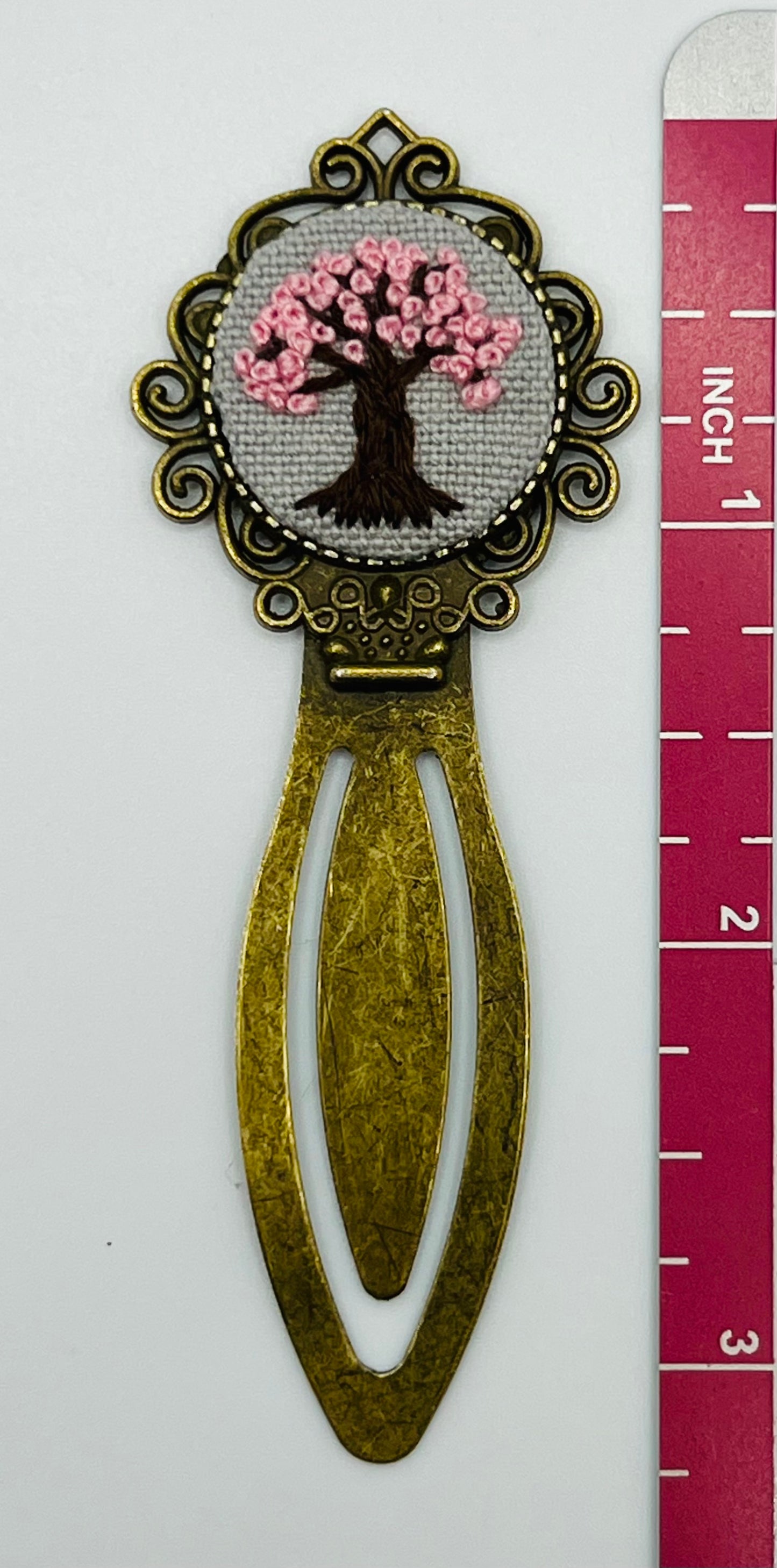 Cherry Blossom Embroidered Bookmark