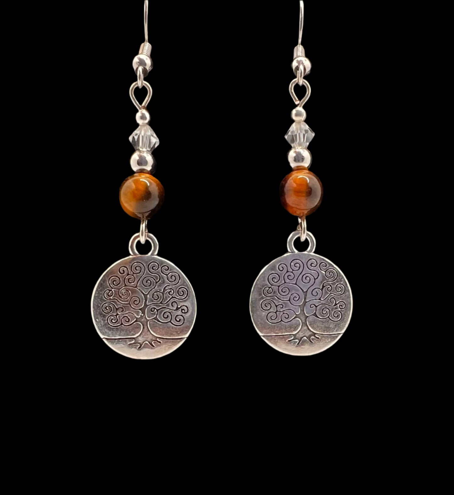 Red Tiger Eye & Tree of Life Earrings